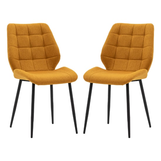 Minford Saffron Fabric Dining Chairs In Pair