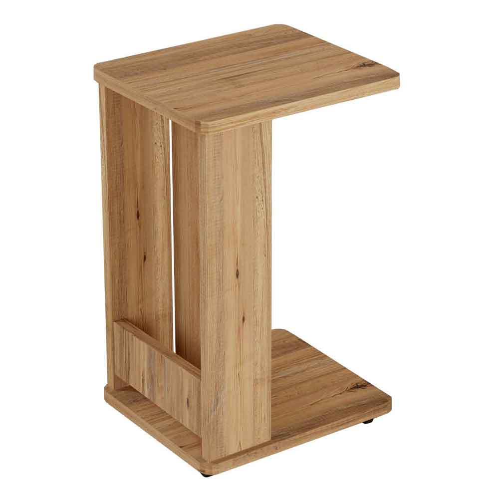 Mini Wooden Side Table with Magazine Rack in Atlantic Pine