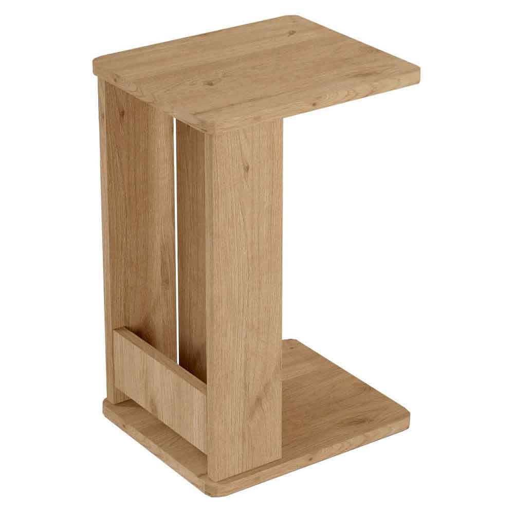 Mini Wooden Side Table with Magazine Rack in Oak