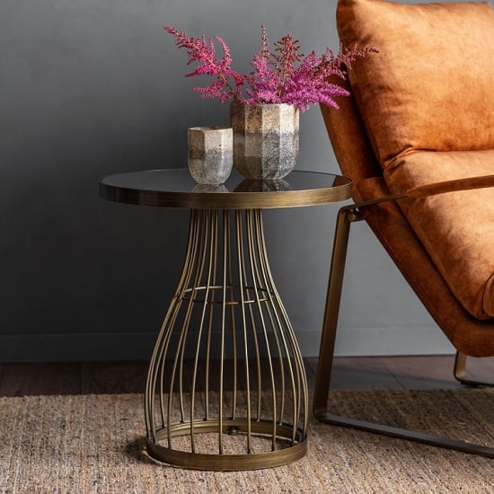 Minnesota Round Glass Side Table With Bronze Frame