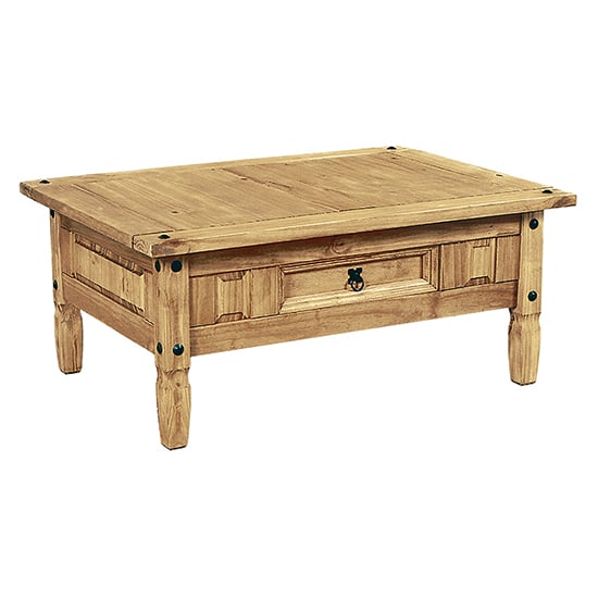 Read more about Carlen wooden coffee table with 1 drawer in light pine