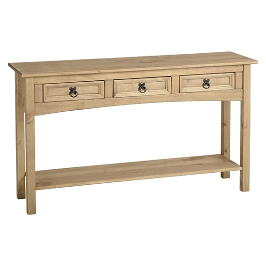 Read more about Minoris console table in light pine with 3 drawers and shelf