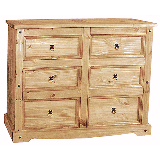 Read more about Carlen wooden chest of 6 drawers in waxed light pine