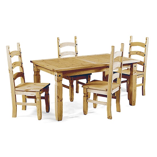 Read more about Carlen wooden dining set with 4 chairs in light pine