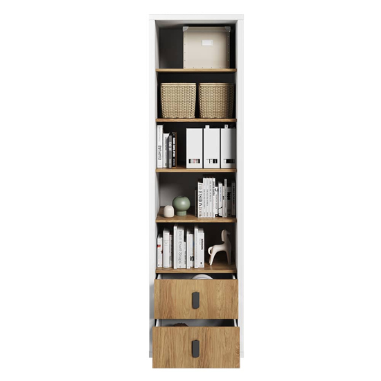 Minot Kids Wooden Bookcase 4 Shelves In Natural Hickory Oak