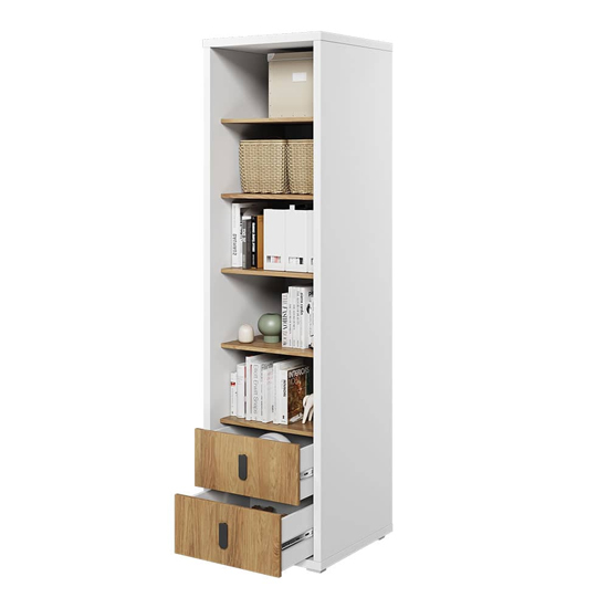Minot Kids Wooden Bookcase 4 Shelves In Natural Hickory Oak
