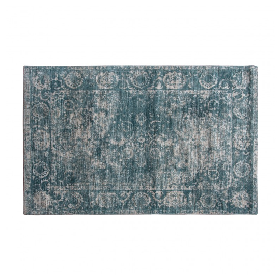 Minott Medium Fabric Upholstered Rug In Dark Teal