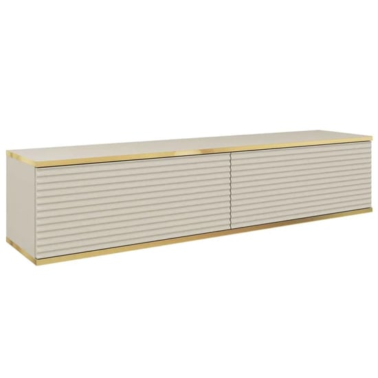 Minsk Floating Wooden TV Stand With 2 Doors In Beige