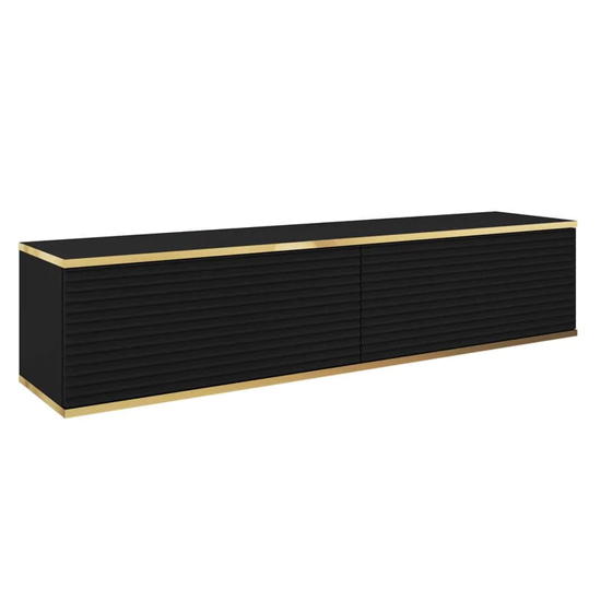 Minsk Floating Wooden TV Stand With 2 Doors In Black
