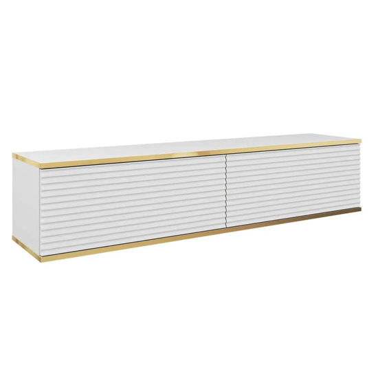 Minsk Floating Wooden TV Stand With 2 Doors In White