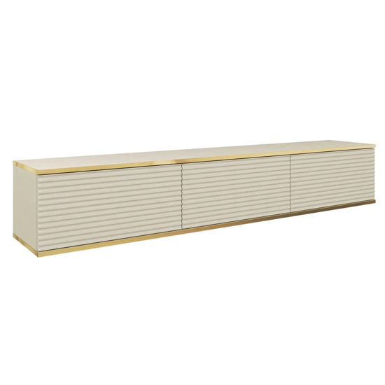 Minsk Floating Wooden TV Stand With 3 Doors In Beige