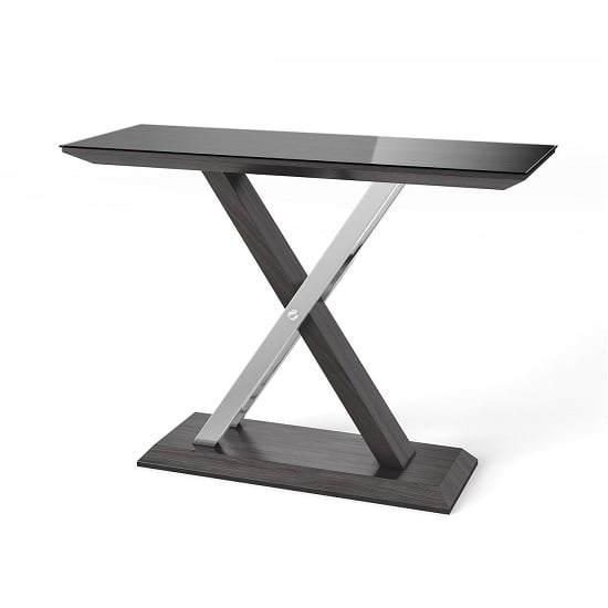 Read more about Xoteya glass console table in black and grey walnut