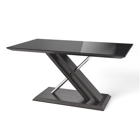 Product photograph of Xoteya Glass Dining Table In Black And Grey Walnut from Furniture in Fashion