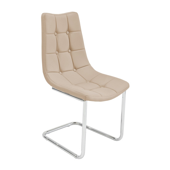 Mintaka Beige Faux Leather Dining Chairs In Pair_2