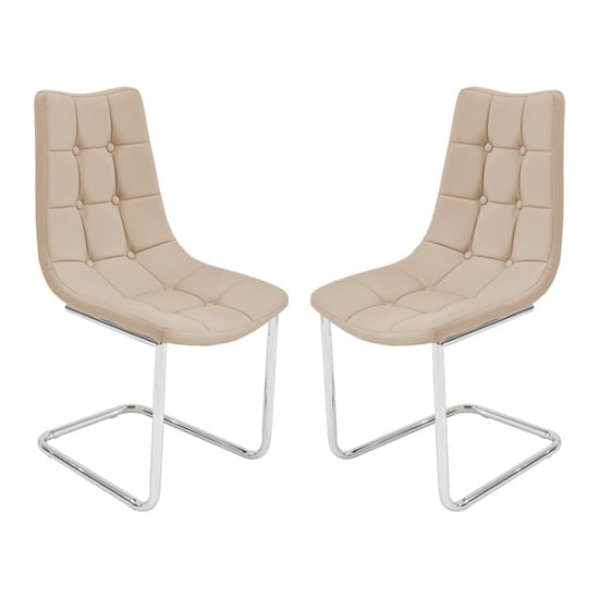 Read more about Mintaka beige faux leather dining chairs in pair