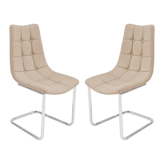 Read more about Mintaka beige faux leather dining chairs in pair