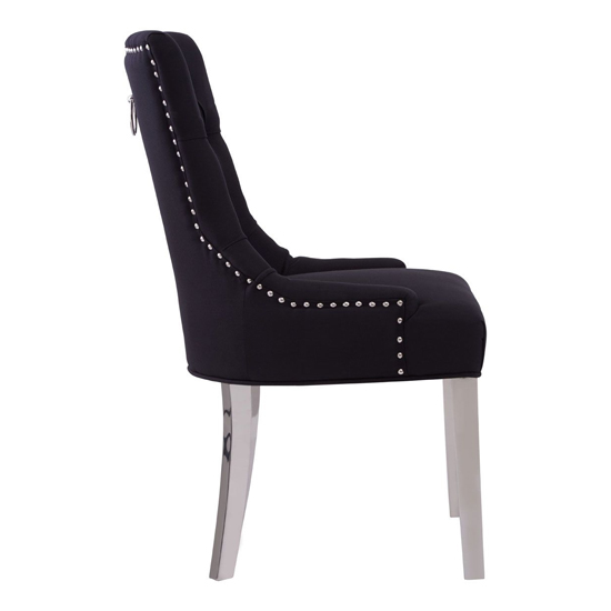 Mintaka Black Velvet Dining Chairs With Chrome Legs In A Pair_3