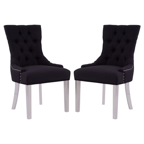 Read more about Mintaka black velvet dining chairs with chrome legs in a pair