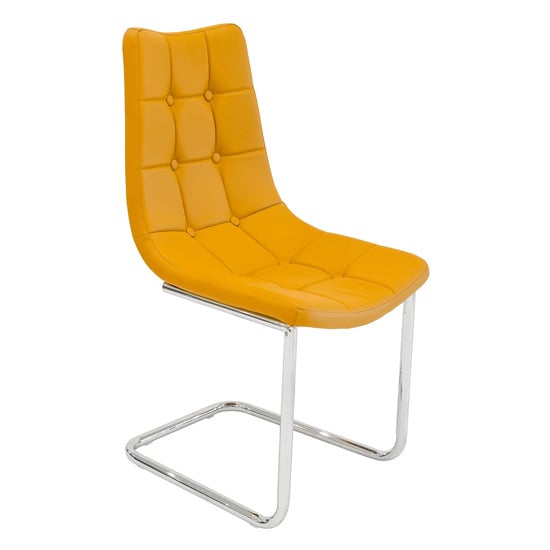 Mintaka Faux Leather Dining Chair In Mustard Yellow_1
