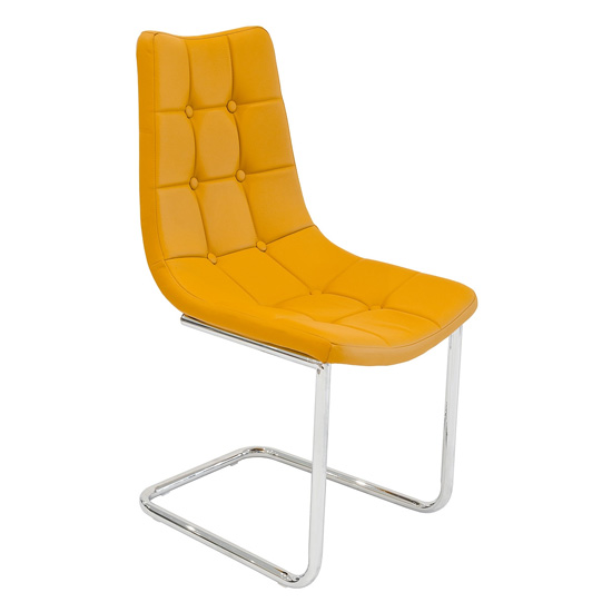 Photo of Mintaka faux leather dining chair in mustard yellow