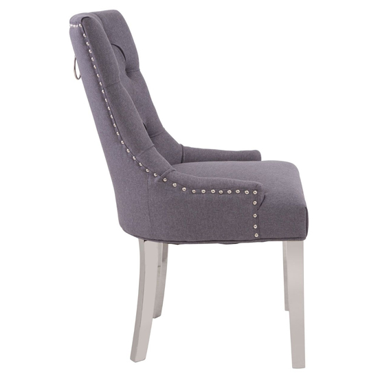 Mintaka Grey Velvet Dining Chairs With Sledge Legs In A Pair