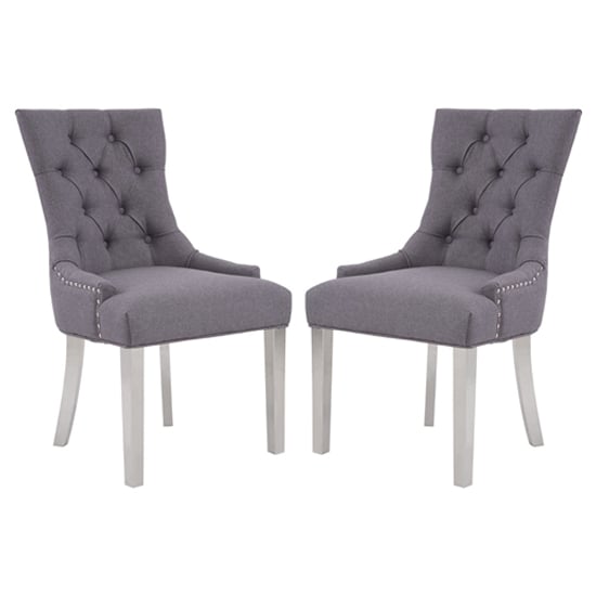 Mintaka Grey Velvet Dining Chairs With Sledge Legs In A Pair