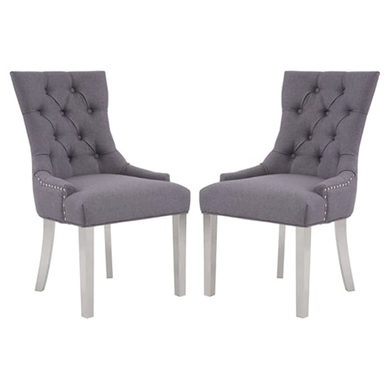 Read more about Mintaka grey velvet dining chairs with sledge legs in a pair