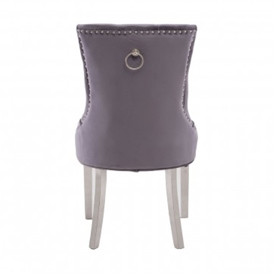 Mintaka Grey Velvet Dining Chairs With Chrome Legs In A Pair