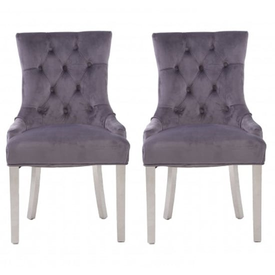 Mintaka Grey Velvet Dining Chairs With Chrome Legs In A Pair_1