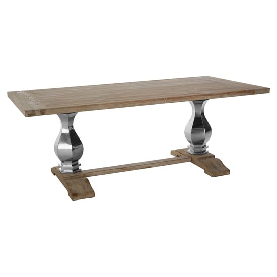 Read more about Mintaka wooden dining table with silver legs in natural