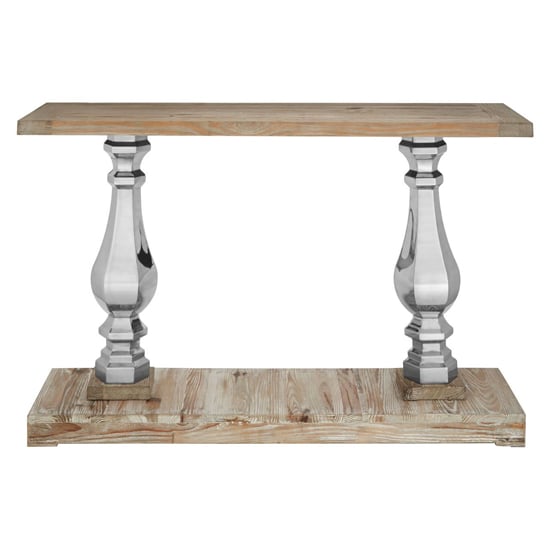 Mintaka Wooden Console Table With Silver Legs In Natural_2