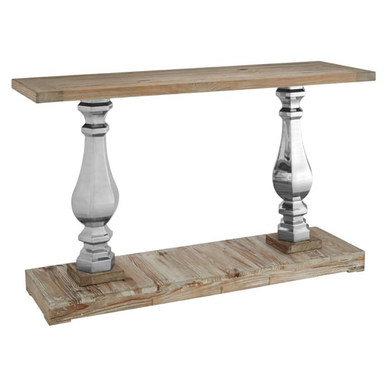 Mintaka Wooden Console Table With Silver Legs In Natural_1