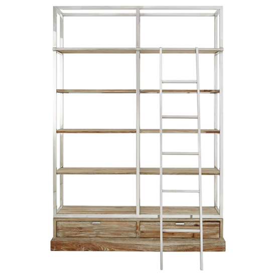Mintaka Wooden Display Unit With Ladder In Natural And Silver