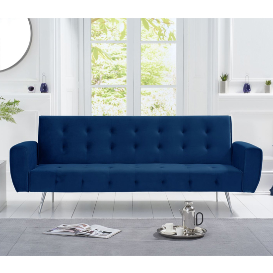 Minter Velvet Upholstered Sofa Bed In Blue_2