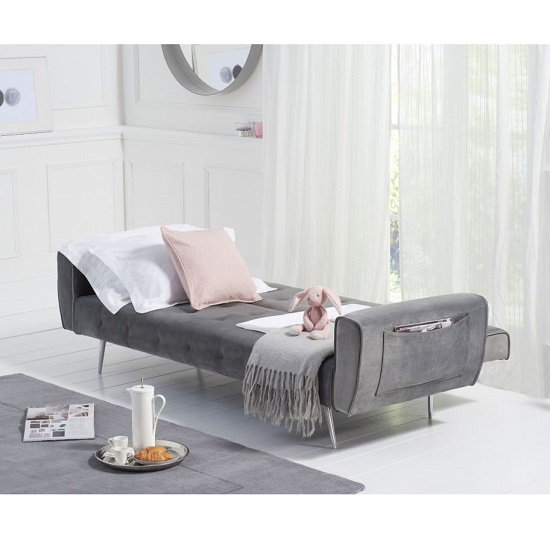 Minter Velvet Upholstered Sofa Bed In Grey_3