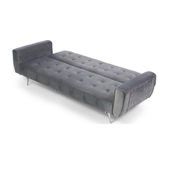 Minter Velvet Upholstered Sofa Bed In Grey_4
