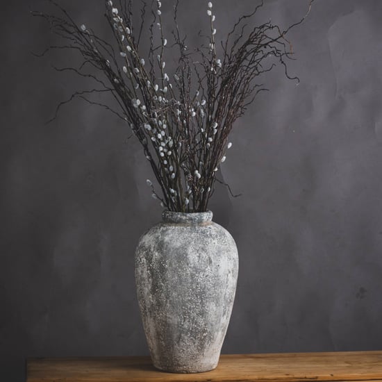 Minx Tall Ceramic Decorative Vase In Aged Stone