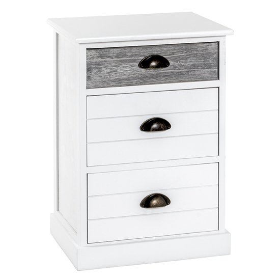 Product photograph of Mirada Wooden Chest Of 3 Drawers In White And Grey from Furniture in Fashion