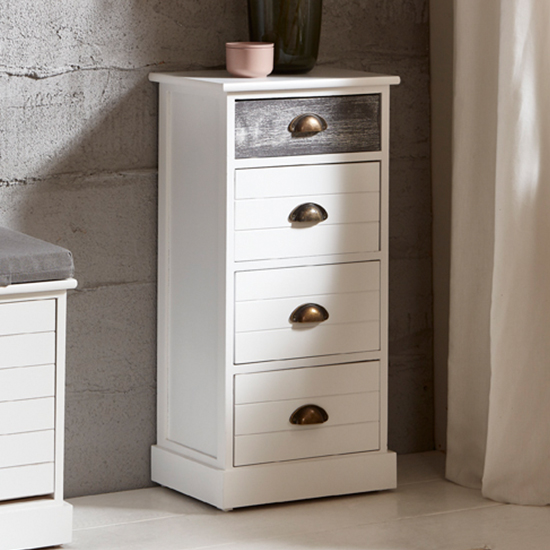 Mirada Wooden Chest Of 4 Drawers In White And Grey | Furniture in Fashion