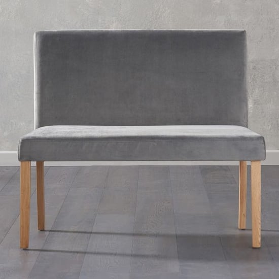 Miram Small Plush Fabric Dining Bench With Back In Grey