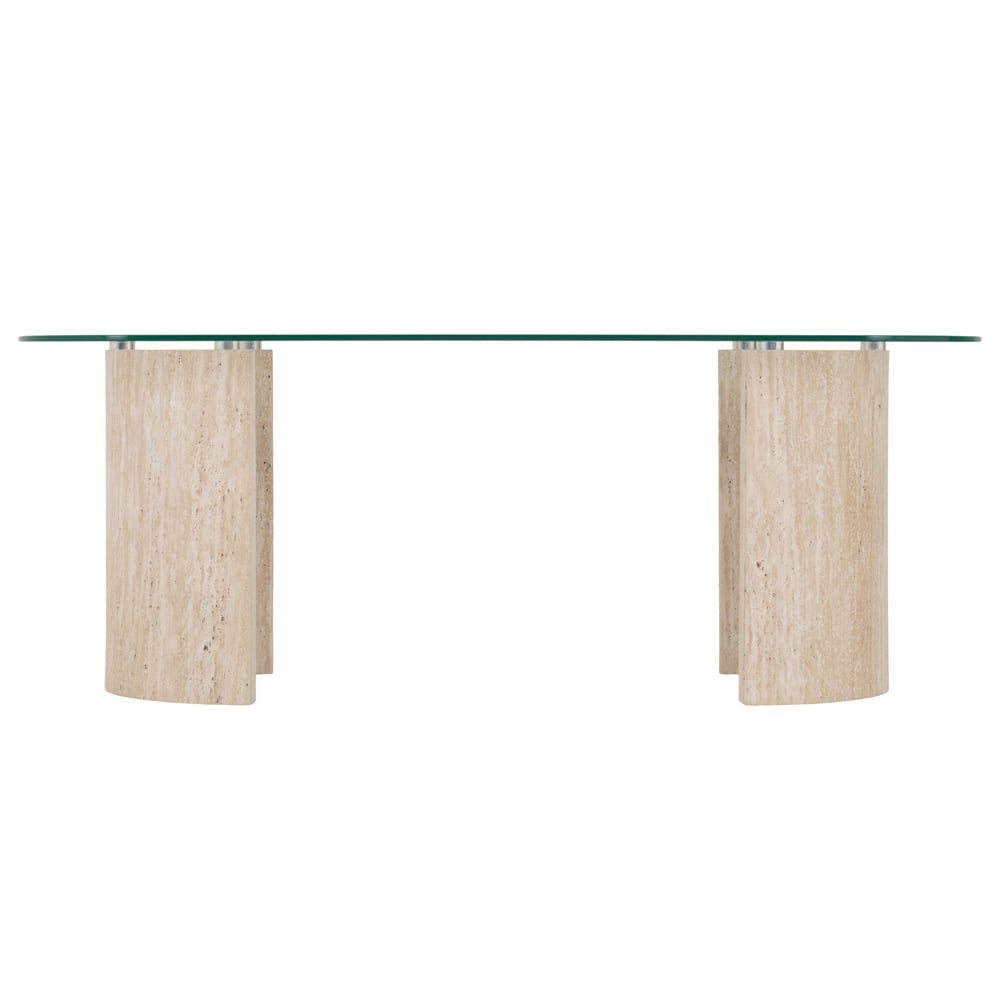 Mirano Clear Glass Top Coffee Table With Cream Marble Effect Legs