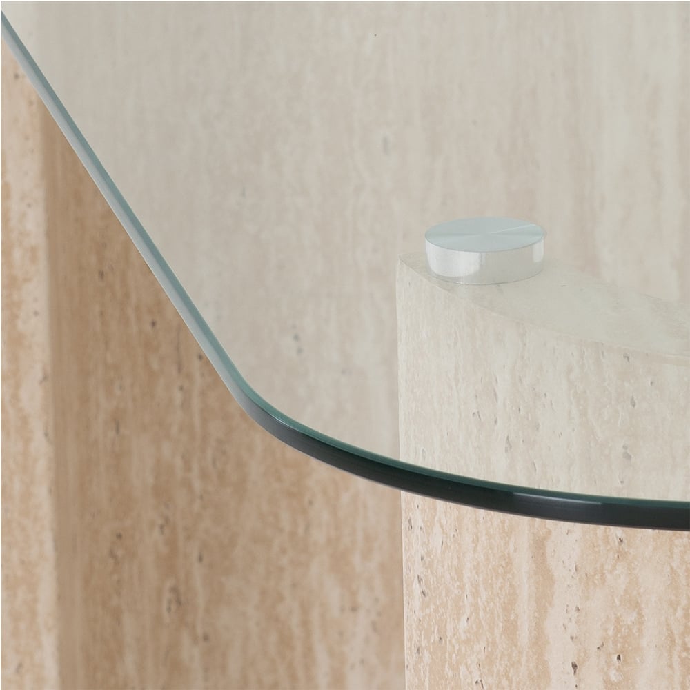 Mirano Clear Glass Top Coffee Table With Cream Marble Effect Legs