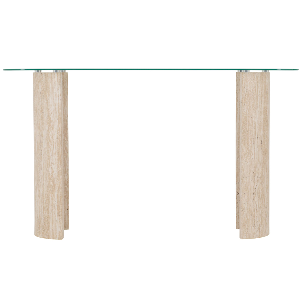 Mirano Clear Glass Top Console Table With Cream Marble Effect Legs