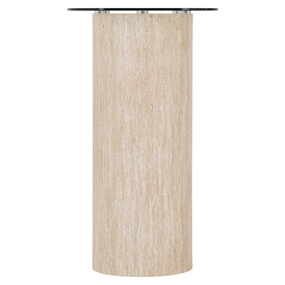 Mirano Clear Glass Top Console Table With Cream Marble Effect Legs