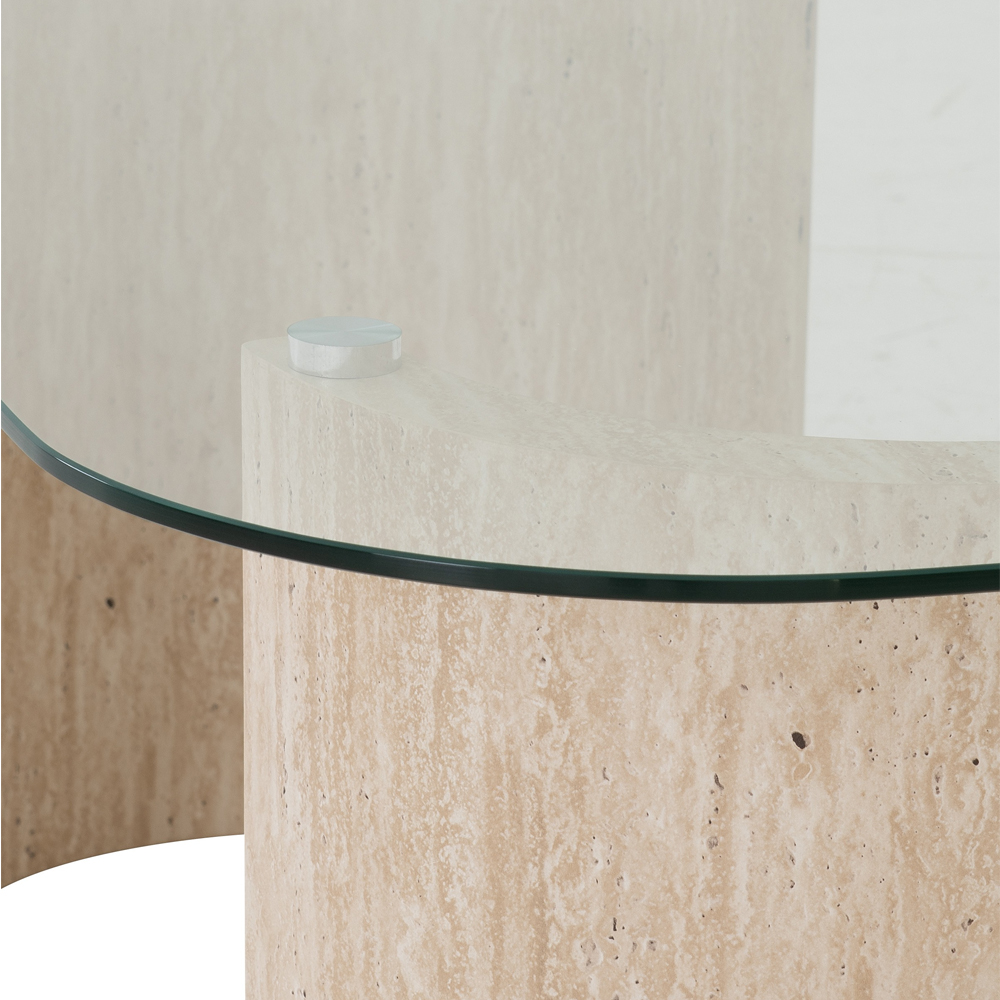 Mirano Clear Glass Top Console Table With Cream Marble Effect Legs