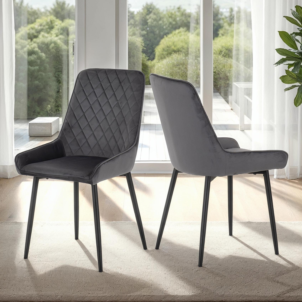 Mirano Clear Glass Top Dining Table With 4 Alsip Grey Chairs