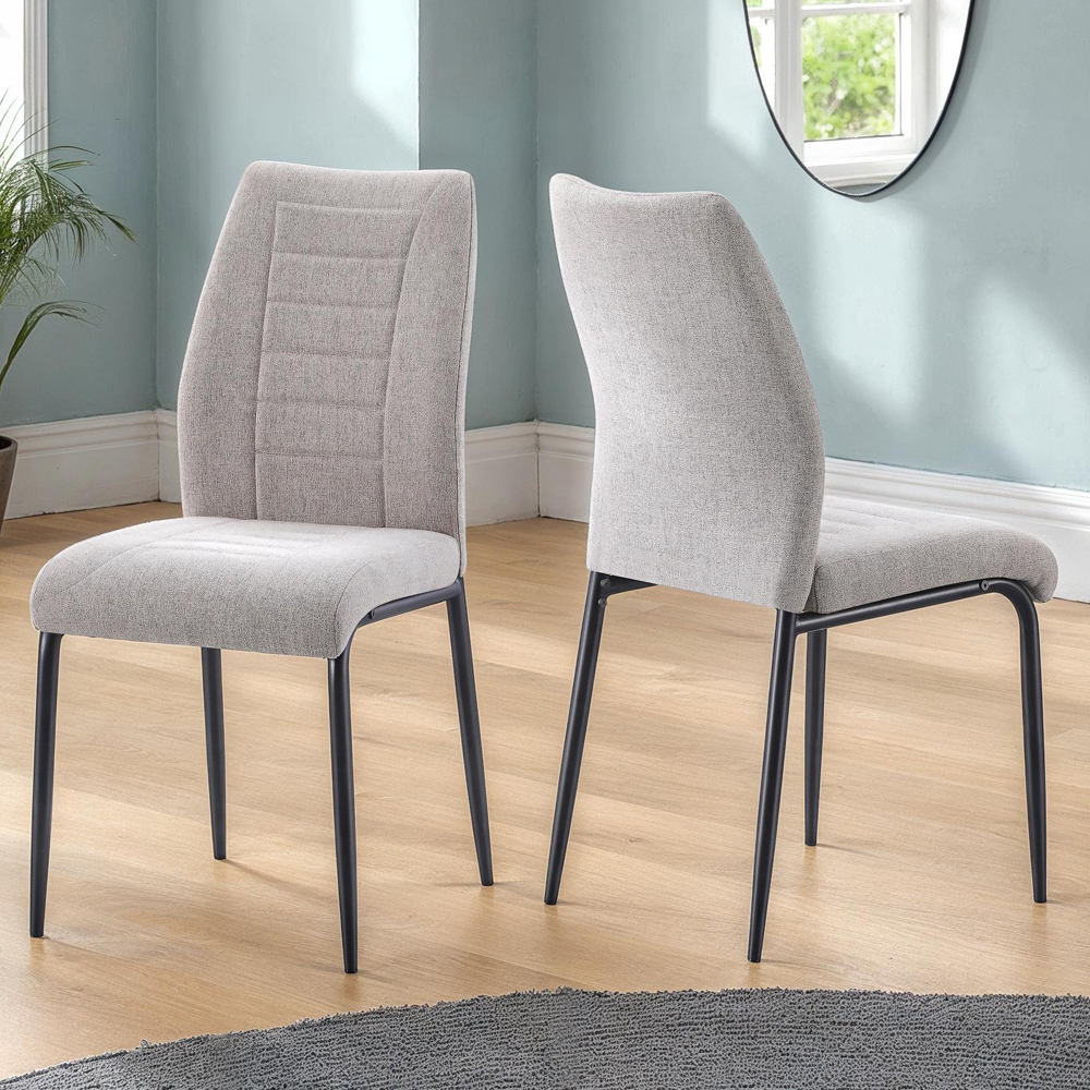 Mirano Clear Glass Top Dining Table With 4 Cary Grey Chairs