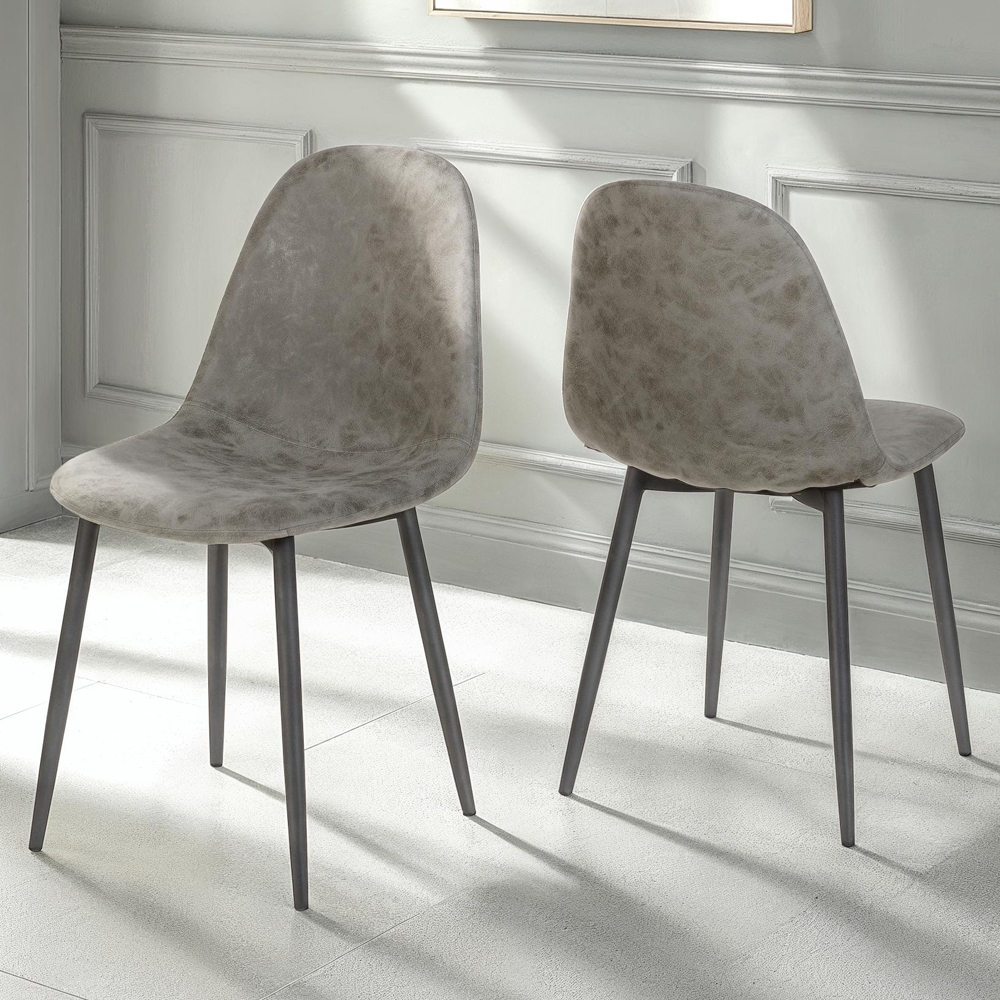 Mirano Clear Glass Top Dining Table With 4 Faux Alsip Grey Chairs