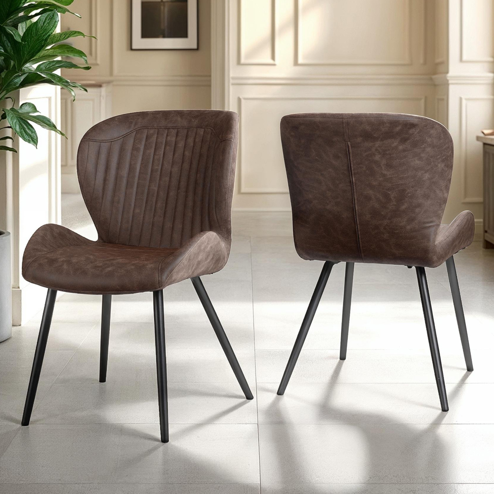Mirano Clear Glass Top Dining Table With 4 Qinson Brown Chairs