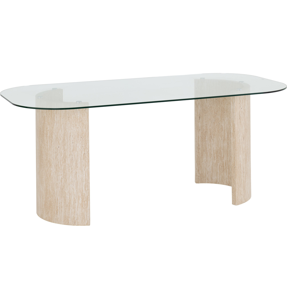 Mirano Clear Glass Top Dining Table With 4 Qinson Brown Chairs